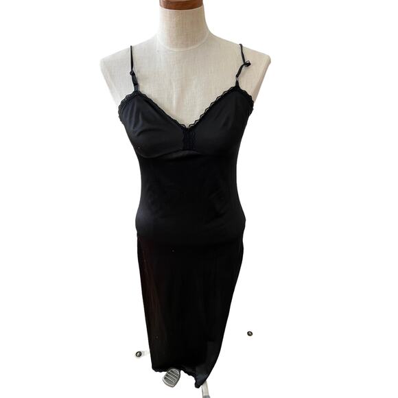 Vintage Sears Black Lace trimmed Full Slip - Picture 1 of 5